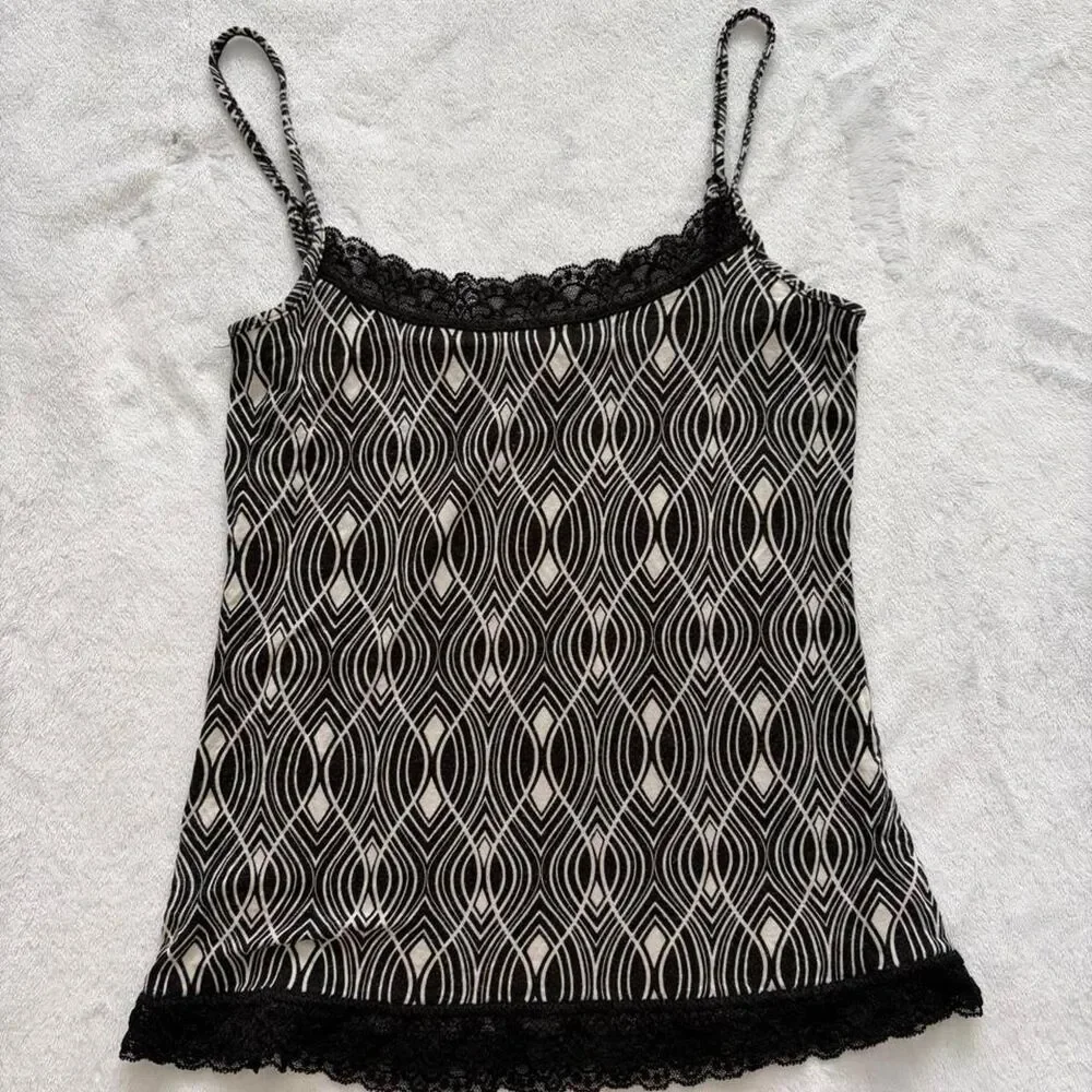 Loft Y2K Pattern Lace Tank Top Women's XS Summer Chic Bella Swan Vintage 2000s